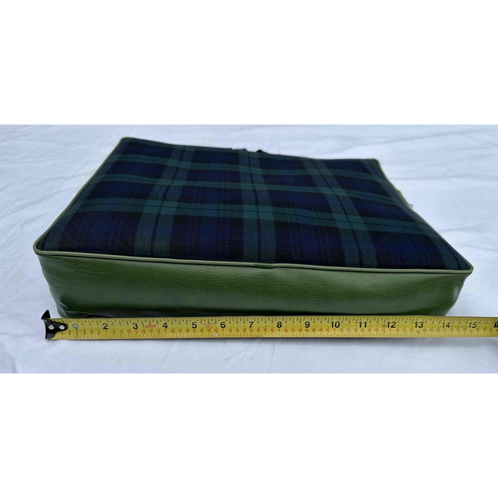 Troy Leisure Blanket Blue Green Plaid Zipper Bag Stadium Seat Cushion USA Made - Picture 9 of 16